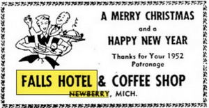Falls Hotel (Newberry Hotel) - Dec 1952 Ad